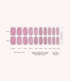 Pink Gellac 018 Cat Eye Blushing Pink gel nail stickers size guide with measurements per nail.