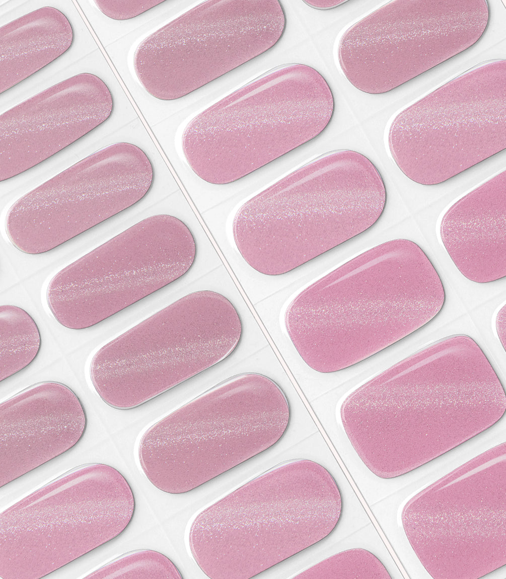 Close-up of the Pink Gellac 018 Cat Eye Blushing Pink gel nail sticker sheet.
