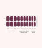 Pink Gellac 020 Sparkling Plum gel nail stickers size guide with measurements per nail.
