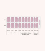 Pink Gellac 021 Pearly Pink gel nail stickers size guide with measurements per nail.