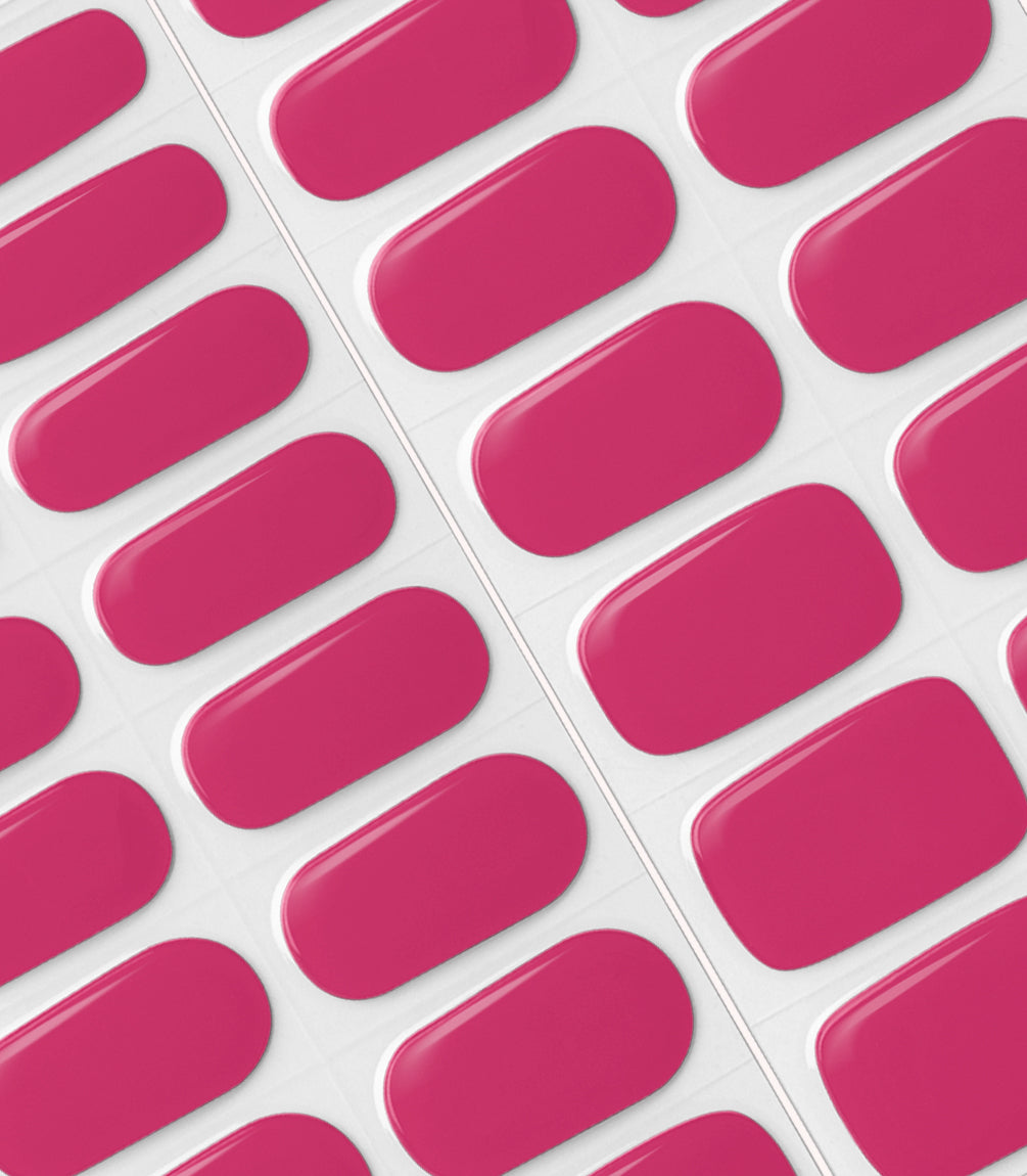 Close-up of the Pink Gellac 023 Rosy Red gel nail sticker sheet.