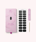 Pink Gellac 024 Jet Black gel nail stickers with sheet, nail file and cuticle stick.