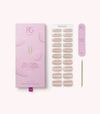 Pink Gellac 025 Cat Eye Champagne Gold gel nail stickers with sheet, nail file and cuticle stick.