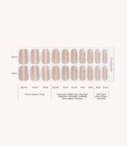 Pink Gellac 025 Cat Eye Champagne Gold gel nail stickers size guide with measurements per nail.