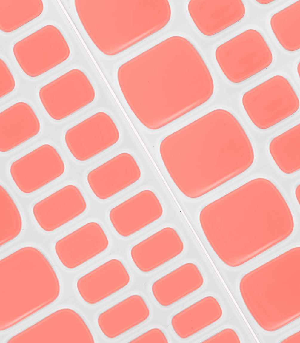 Close-up of the Pink Gellac 364 Energizing Orange pedicure gel nail sticker sheet.