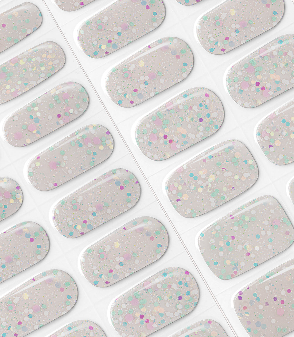 Close-up of the Pink Gellac 030 Confetti Crush gel nail sticker sheet.