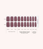 Pink Gellac 031 Deep Mauve gel nail stickers size guide with measurements per nail.
