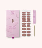 Pink Gellac 033 Earthy Brown gel nail stickers with sheet, nail file and cuticle stick.