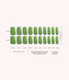 Pink Gellac 035 Sparkling Green gel nail stickers size guide with measurements per nail.