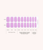 Pink Gellac 038 Soft Lavender gel nail stickers size guide with measurements per nail.