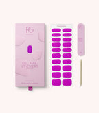 Pink Gellac 042 Vivid Violet gel nail stickers with sheet, nail file and cuticle stick.
