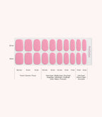 Pink Gellac 045 Poppy Pink gel nail stickers size guide with measurements per nail.