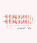 Pink Gellac 047 Soft Sunset gel nail stickers size guide with measurements per nail.