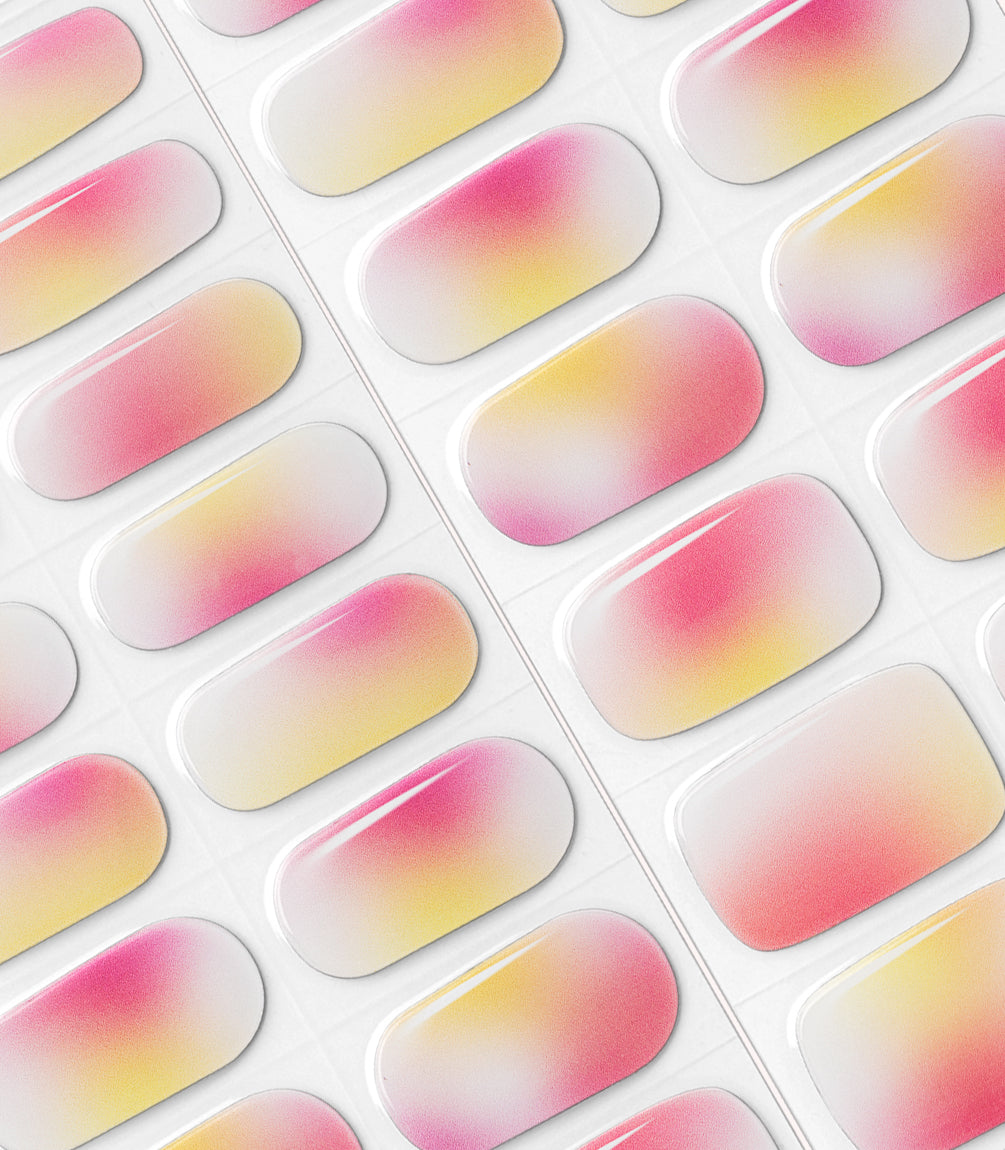 Close-up of the Pink Gellac 047 Soft Sunset gel nail sticker sheet.