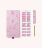 Pink Gellac 048 Marbled Pink gel nail stickers with sheet, nail file and cuticle stick.
