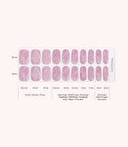 Pink Gellac 048 Marbled Pink gel nail stickers size guide with measurements per nail.