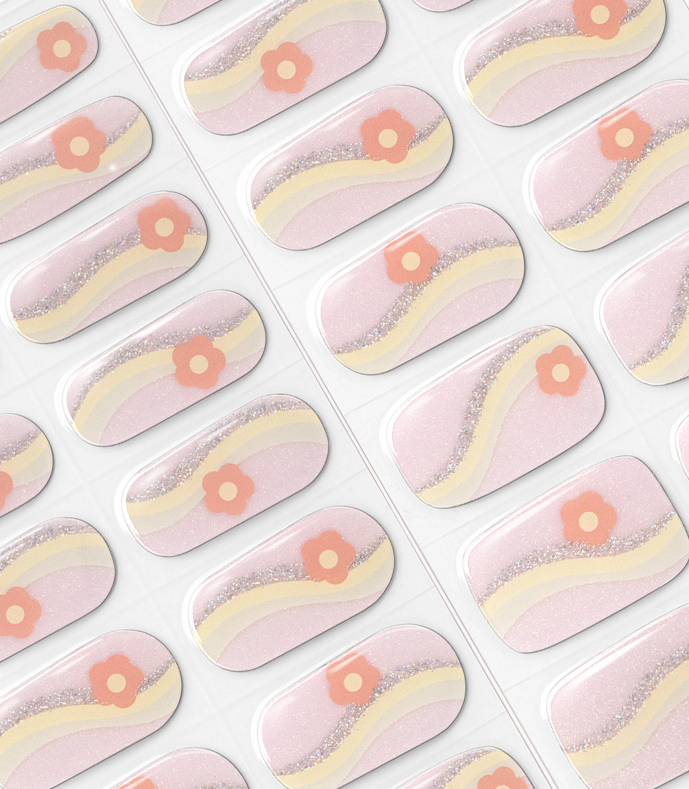 Close-up of the Pink Gellac 049 Blooming Meadows gel nail sticker sheet.