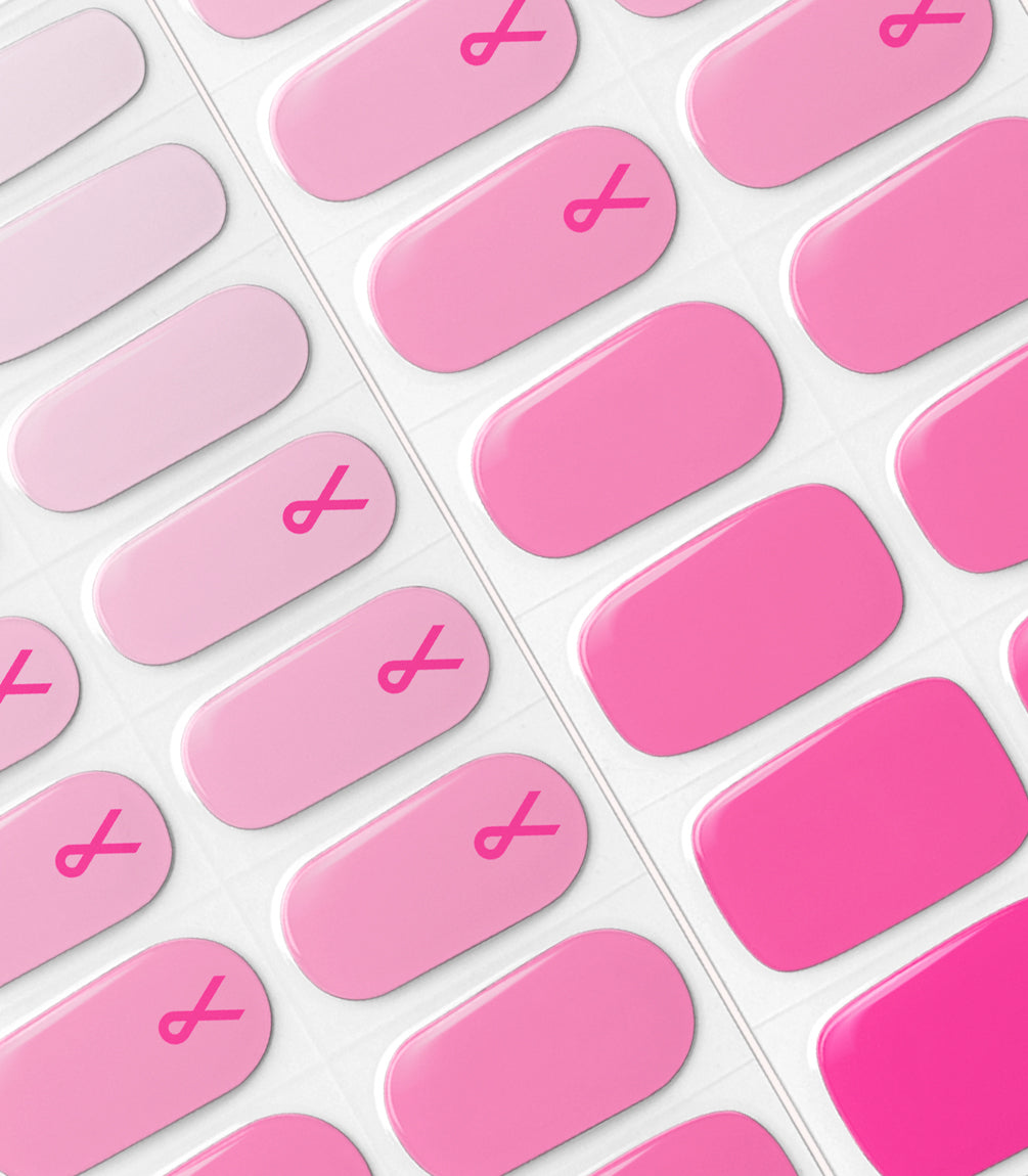 Close-up of the Pink Gellac 052 Blushed Ribbon gel nail sticker sheet.