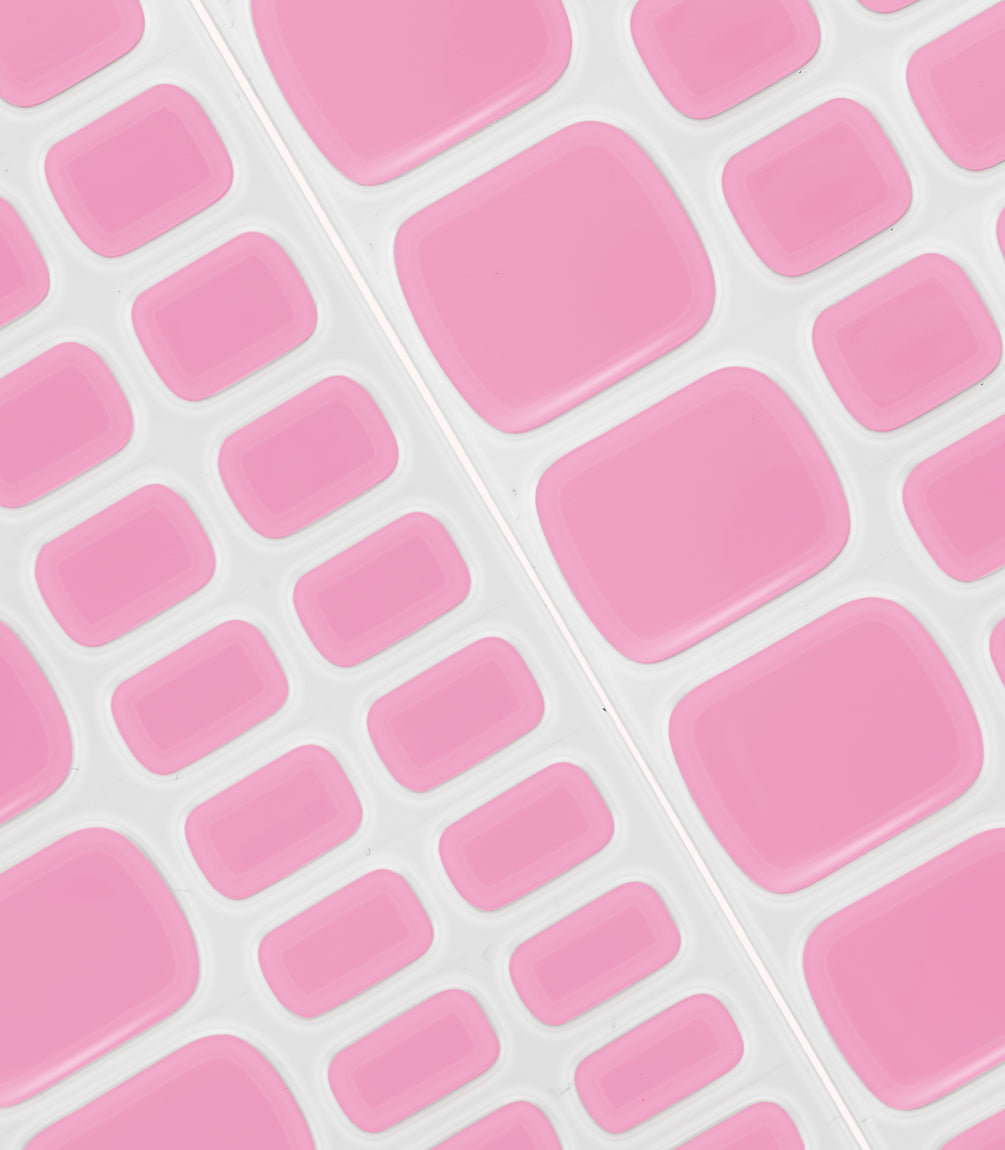 Close-up of the Pink Gellac Hibiscus Pink pedicure gel nail sticker sheet.