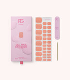 Pink Gellac Coastal Coral pedicure gel nail stickers with sheet, nail file and cuticle stick.