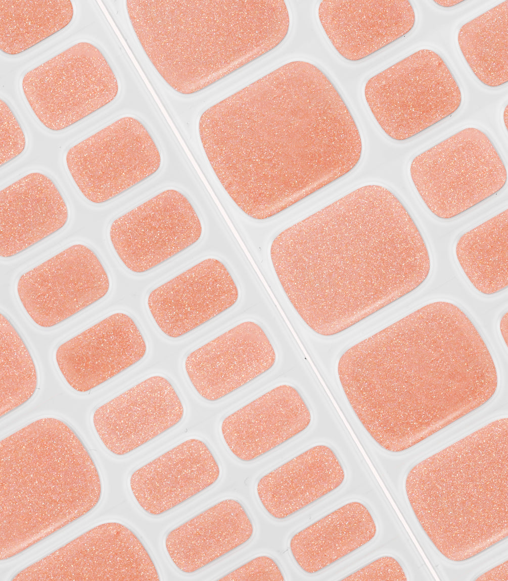 Close-up of the Pink Gellac Coastal Coral pedicure gel nail sticker sheet.