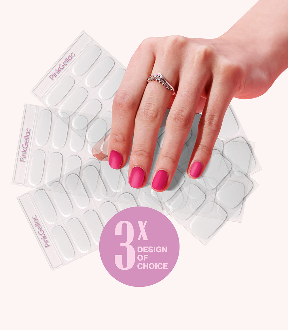 Set of 3 Gel Stickers | Gel Nail Stickers | Pink Gellac
