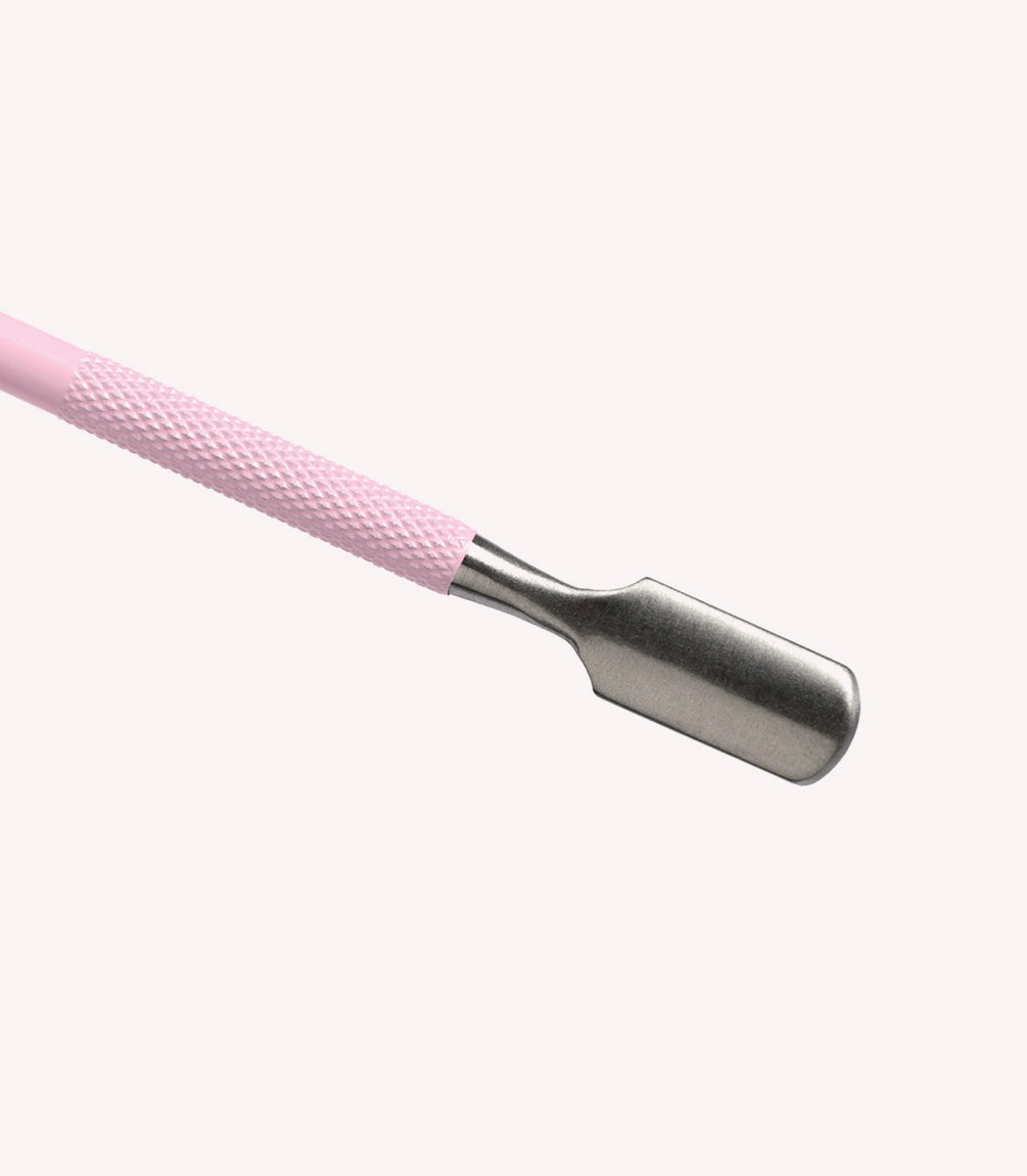 Pink Gellac Cuticle Pusher shown from another angle.