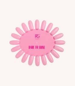 Pink nail palette with the text "DARE TO SHINE" and the logo of PinkGellac.