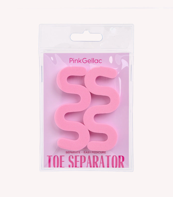 A pack of pink toe separators from the brand Pink Gellac.