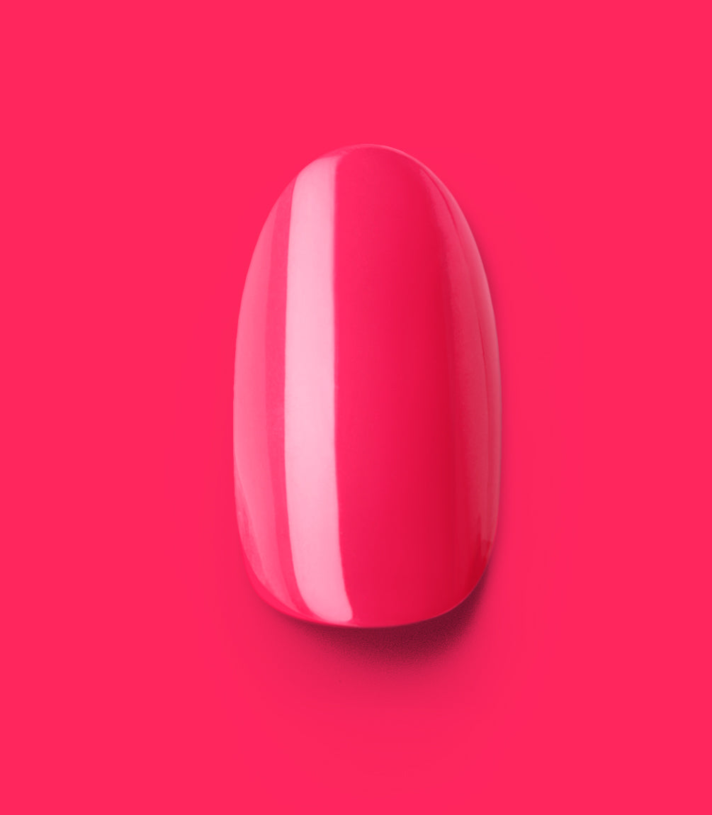 Close-up of a Pink Gellac 161 Ibiza Pink press-on nail.
