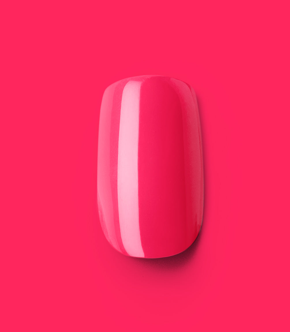 Close-up of a Pink Gellac 161 Ibiza Pink press-on nail.