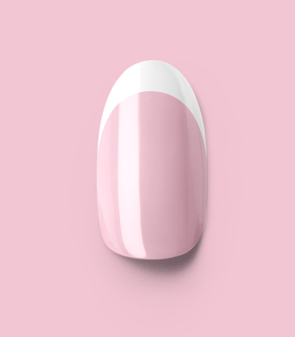Close-up of a Pink Gellac 2001 Classic French press-on nail.