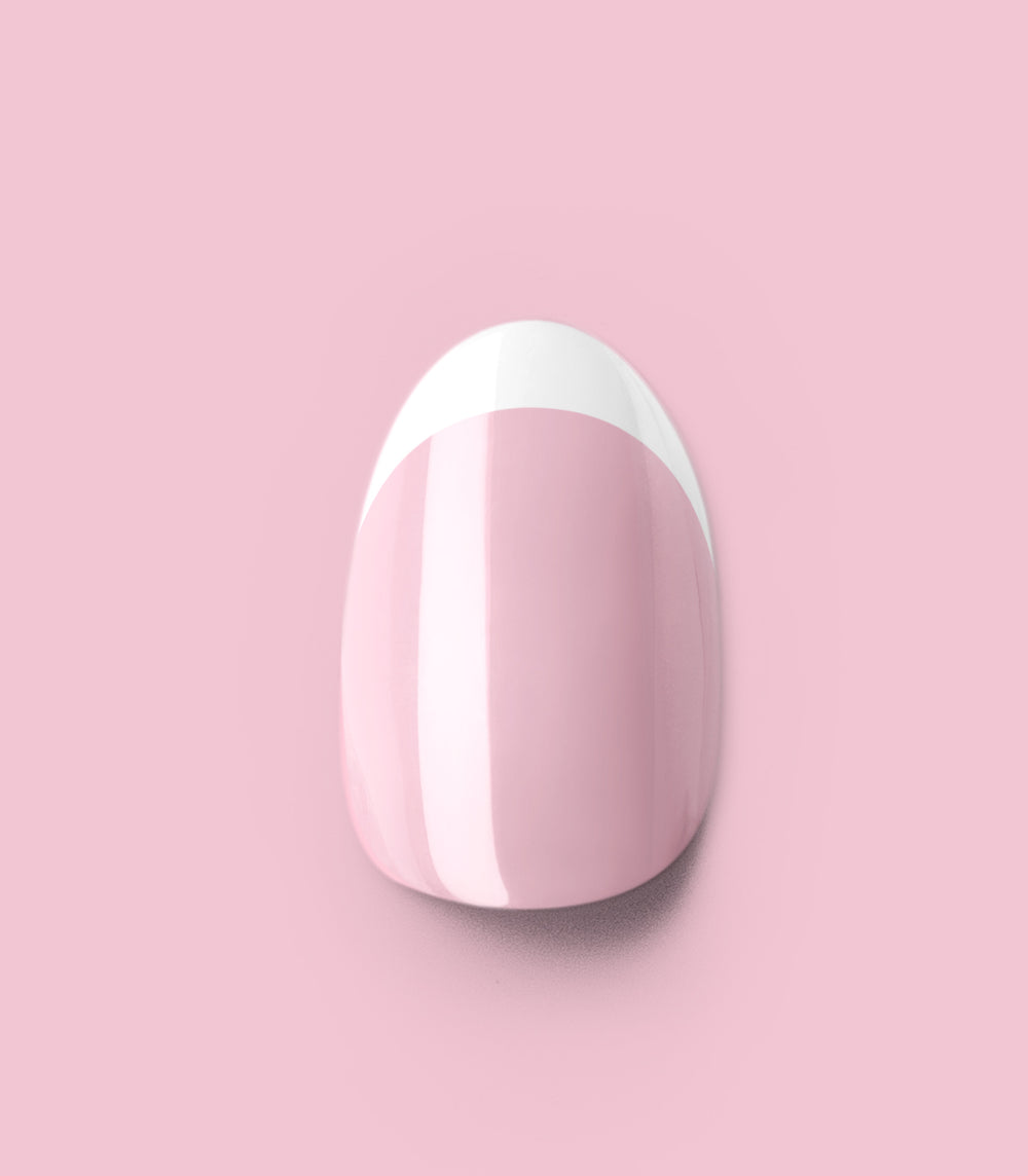 Close-up of a Pink Gellac 2001 Classic French press-on nail.