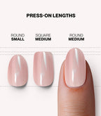 Pink Gellac 2003 Dreamy Chrome press-on nails length and shape guide.
