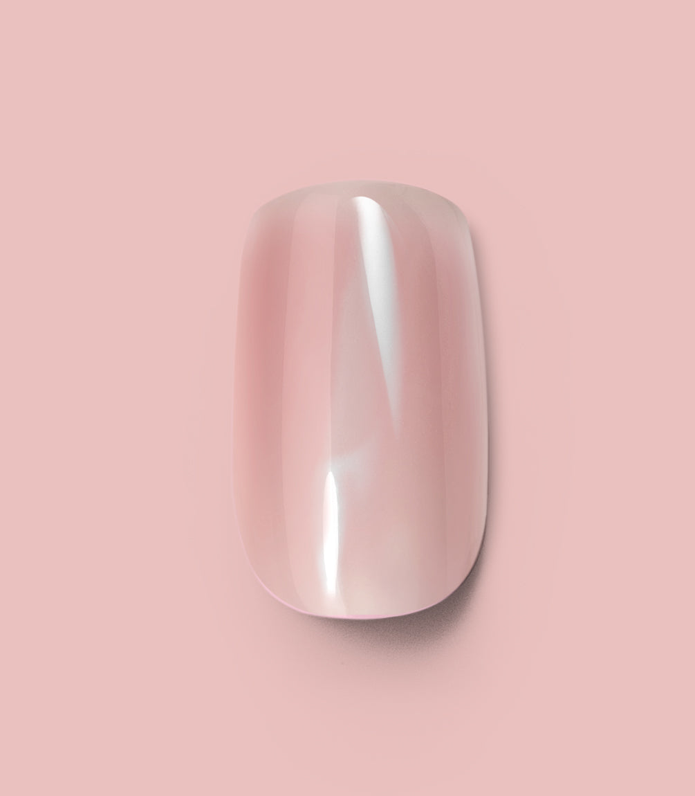 Close-up of a Pink Gellac 2003 Dreamy Chrome press-on nail.