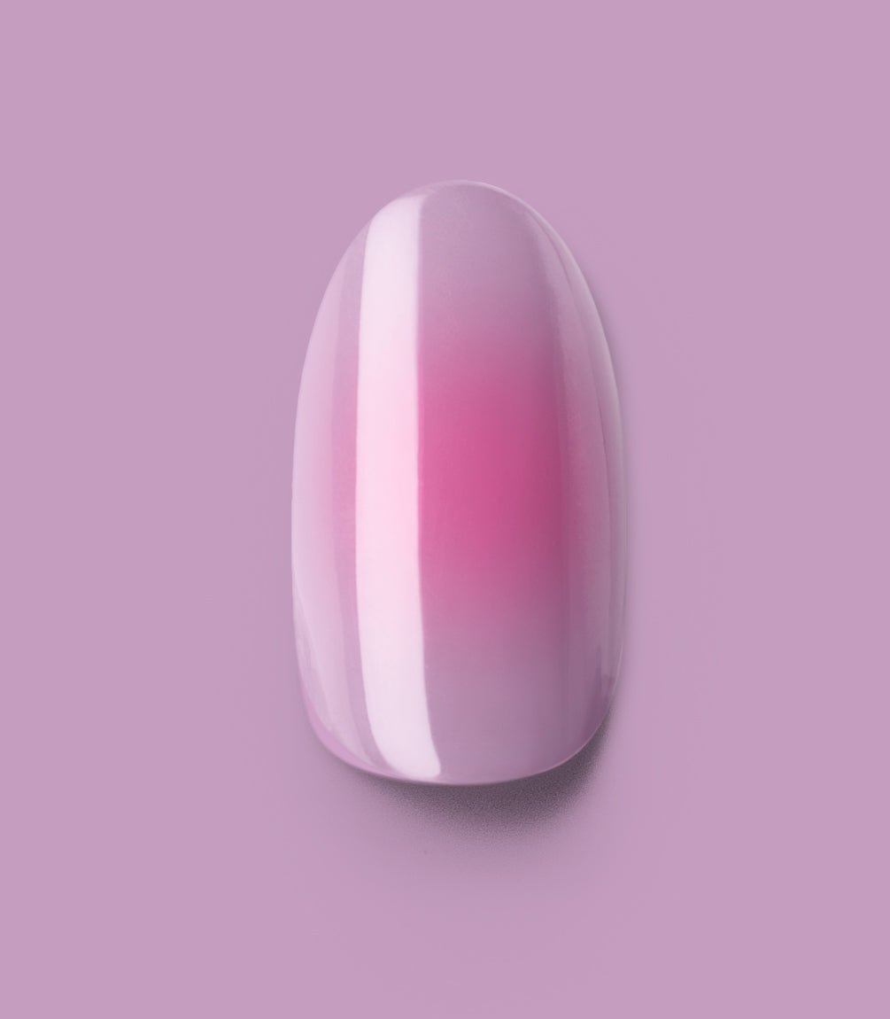 Close-up of a Pink Gellac 2005 Aura Allure press-on nail.