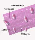 Pink Gellac press-on nails size matcher chart for measuring your nail size.