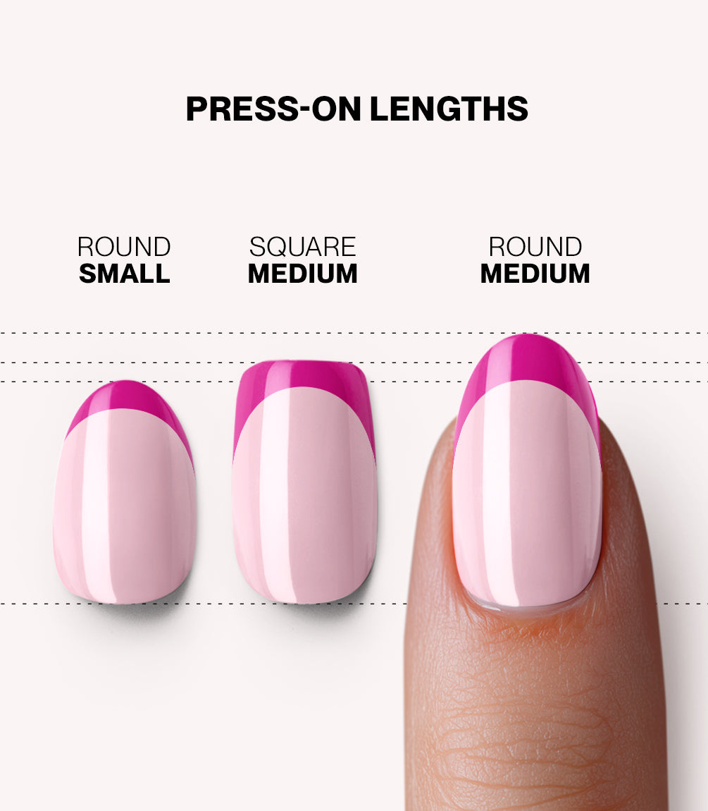 Pink Gellac 2006 Sapphire French press-on nails length and shape guide.