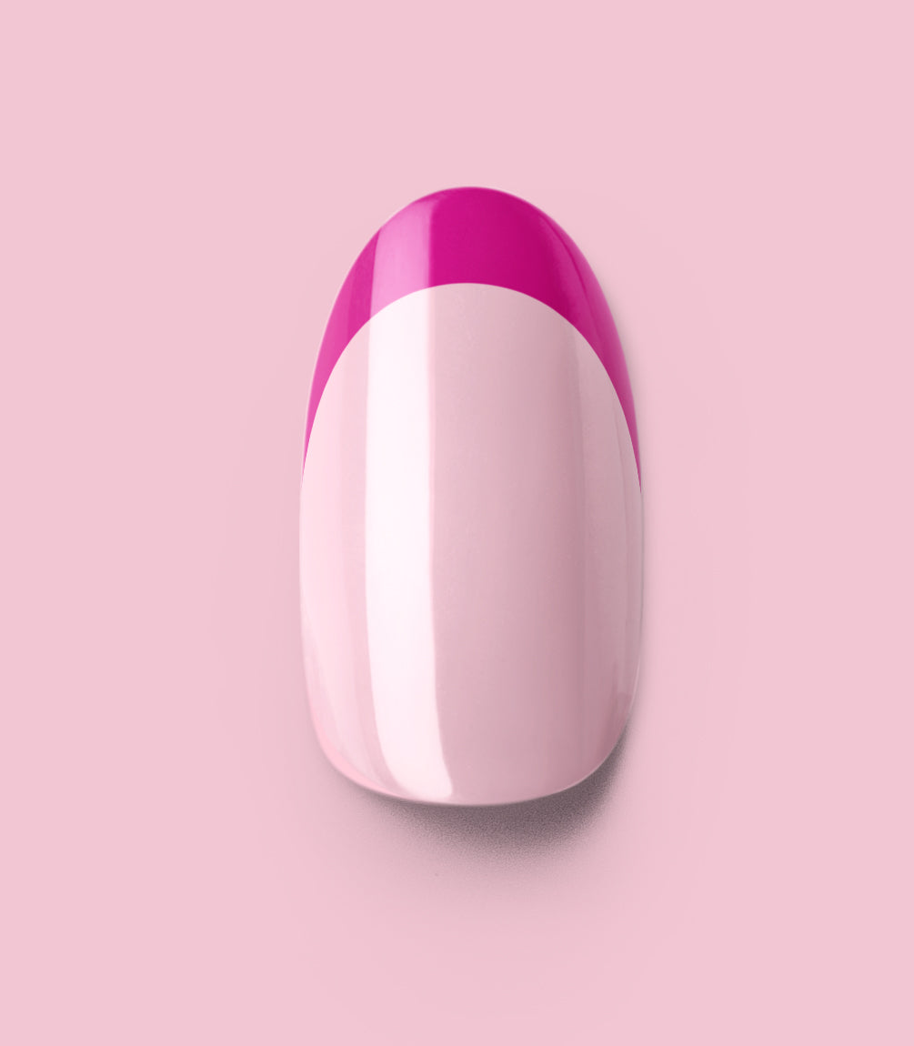 Close-up of a Pink Gellac 2006 Sapphire French press-on nail.