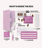 Pink Gellac 2007 Tortoise Touch press-on nails kit contents with nails, glue, file and tools.