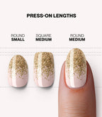 Pink Gellac 2008 Glowing Gradient press-on nails length and shape guide.