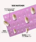 Pink Gellac press-on nails size matcher chart for measuring your nail size.