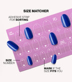 Pink Gellac press-on nails size matcher chart for measuring your nail size.