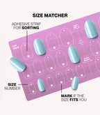 Pink Gellac press-on nails size matcher chart for measuring your nail size.