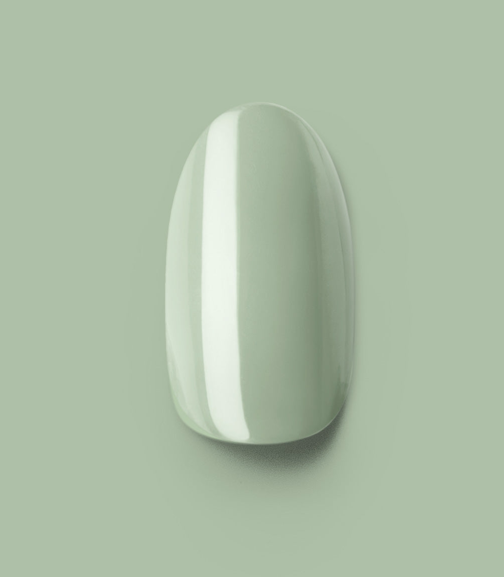 Close-up of a Pink Gellac 323 Gentle Jade press-on nail.