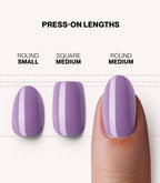 Pink Gellac 324 Lotus Lila press-on nails length and shape guide.