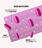 Pink Gellac press-on nails size matcher chart for measuring your nail size.