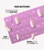 Pink Gellac press-on nails size matcher chart for measuring your nail size.