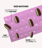 Pink Gellac press-on nails size matcher chart for measuring your nail size.