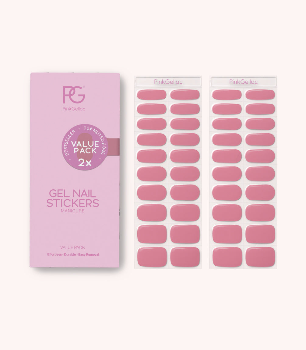 Pink Gellac Value Pack 004 Muted Rose gel nail sticker value pack contents.